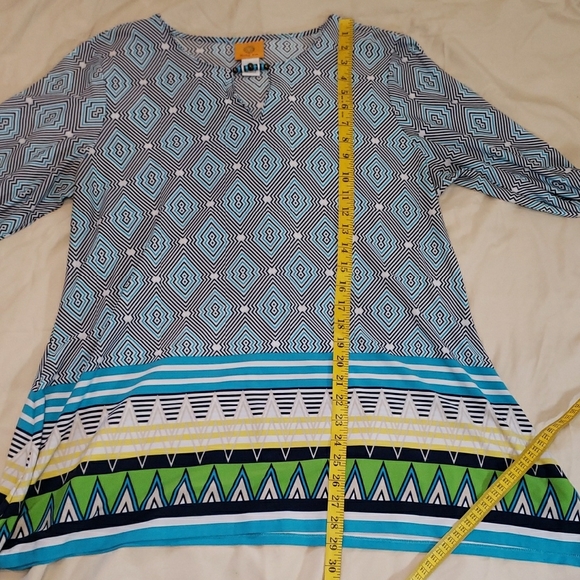 Ruby Rd. Blue and Green Geometric Tunic - Picture 7 of 10